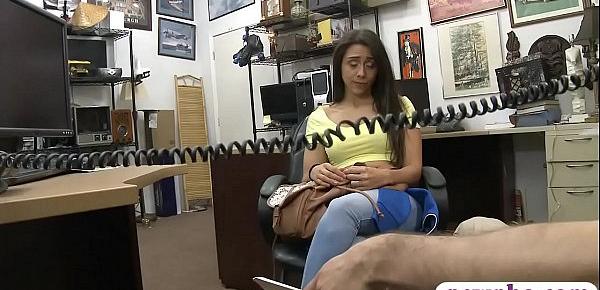  Brunette babe fucked railed by pawn man in his office